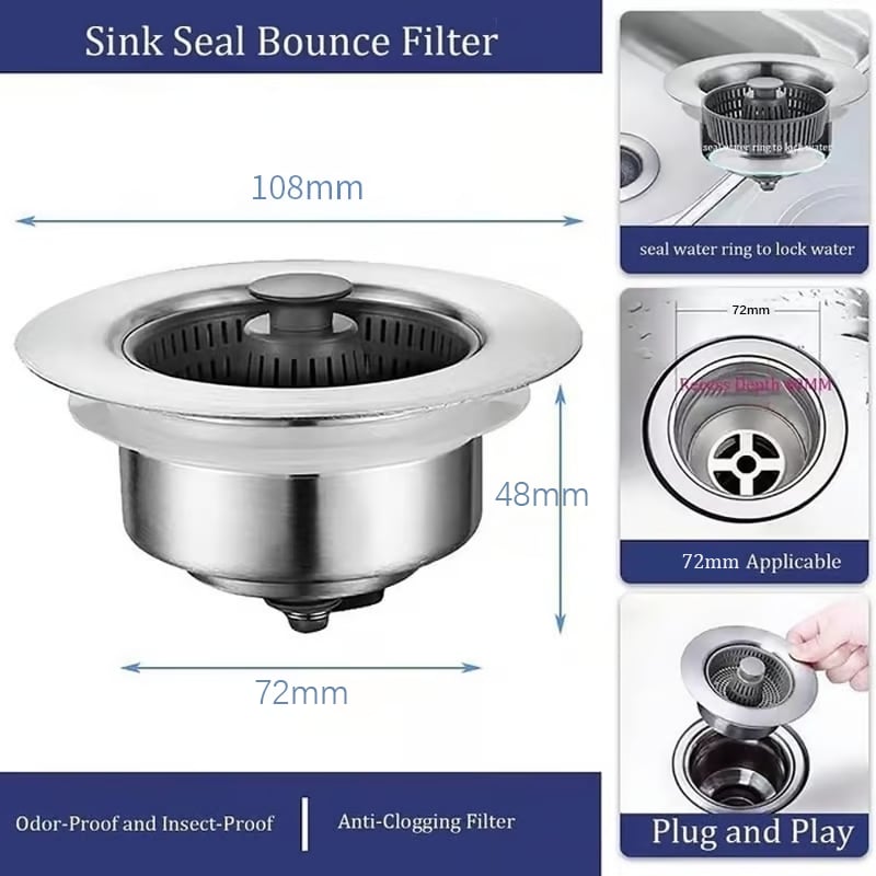 ⏳KUBOZN® New & Improved Sink Drain Strainer 🅂