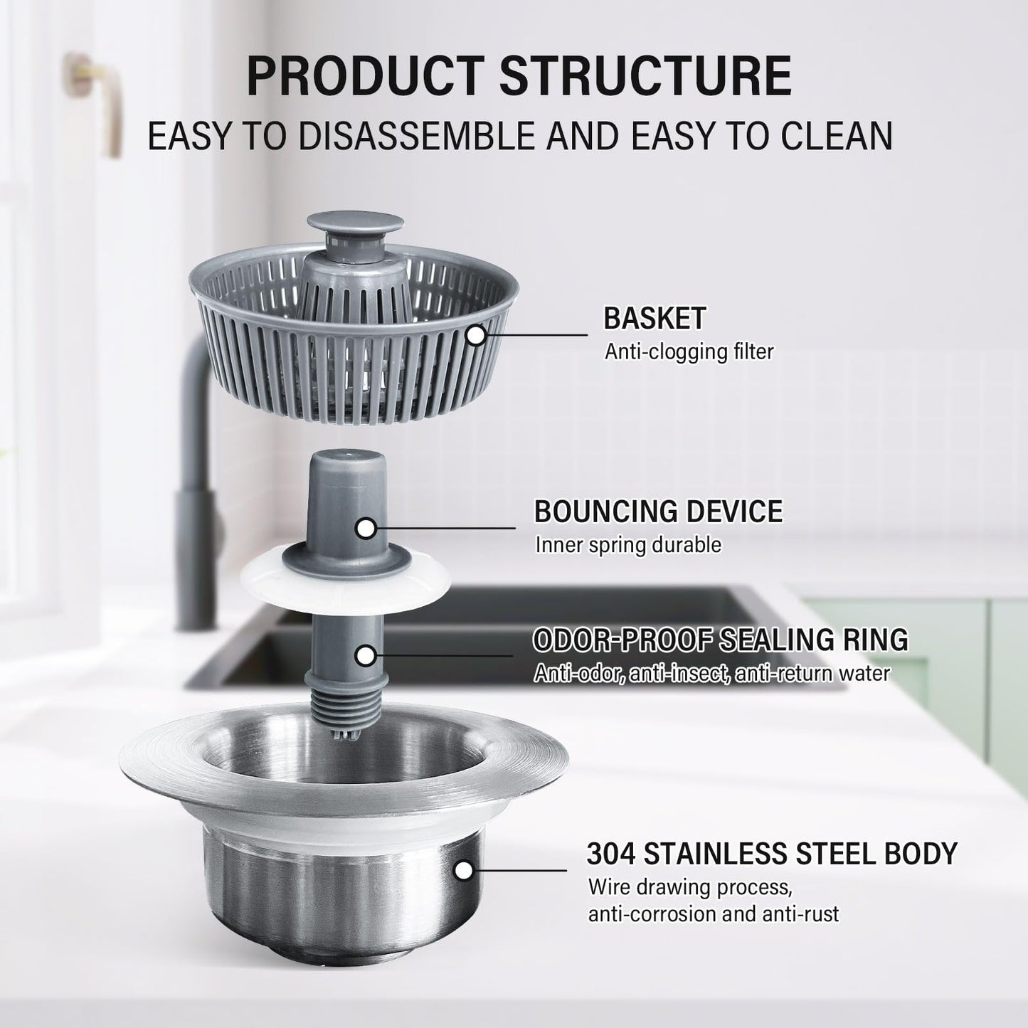 ⏳KUBOZN® New & Improved Sink Drain Strainer 🅂